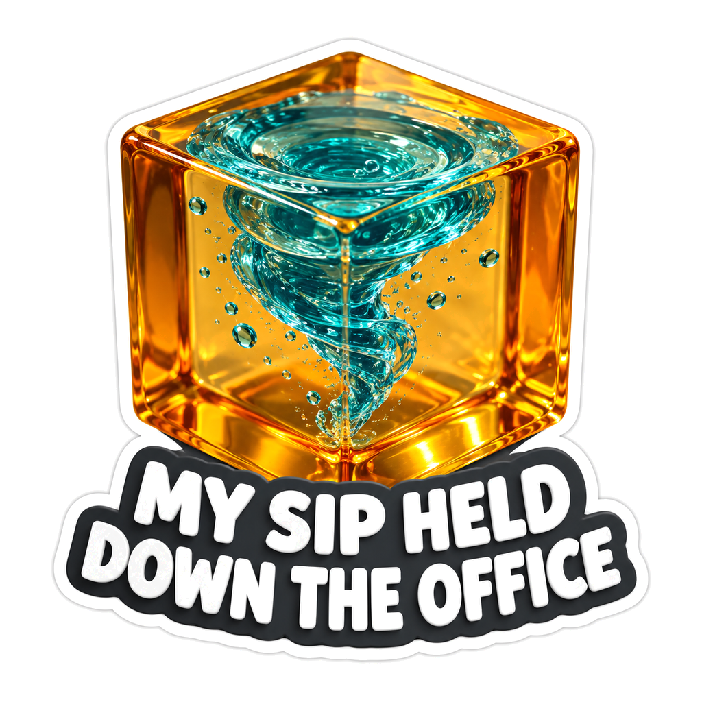 Amber Glass Cube with Water Vortex Saying Vinyl Decal Stickers