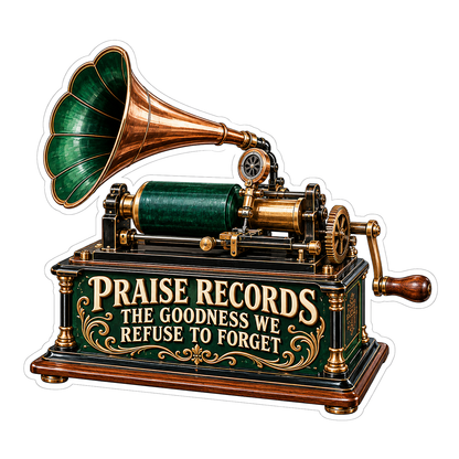 Praise Green Cylinder Phonograph Art Vinyl Decal Stickers
