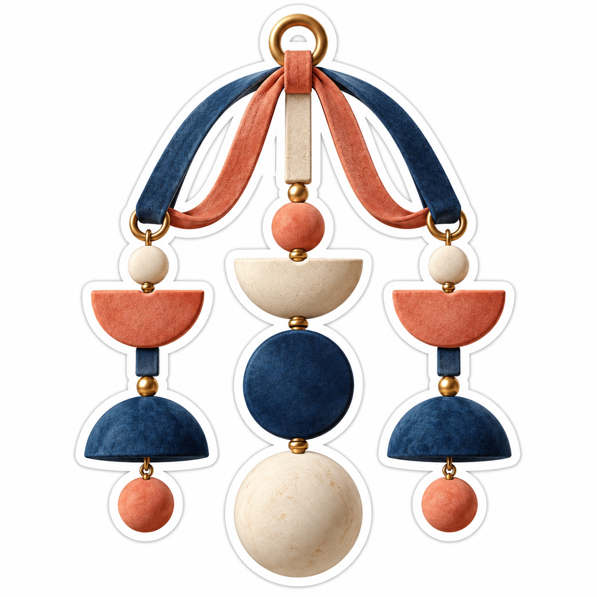 Abstract Blue Terracotta Hanging Shapes Art Vinyl Decal Stickers