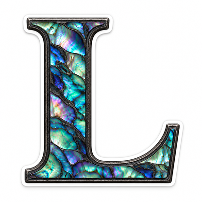 Iridescent Shell Mosaic Letter L Dark Edge Vinyl Decal Stickers