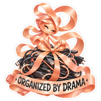 Peach Ribbon Character Wrapping Tangled Cables Vinyl Decal Stickers