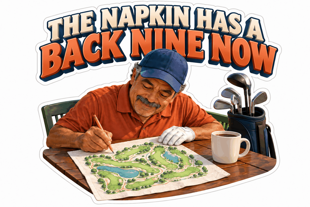Golf Napkin Back Nine Sketch Quote Vinyl Decal Stickers