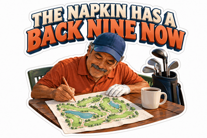 Golf Napkin Back Nine Sketch Quote Vinyl Decal Stickers