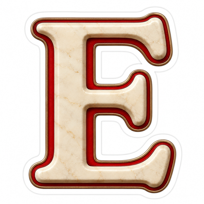 Cream Stone Letter E with Red Inset Art Vinyl Decal Stickers