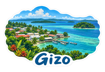 Gizo Turquoise Lagoon Waterfront Art Vinyl Decal Stickers