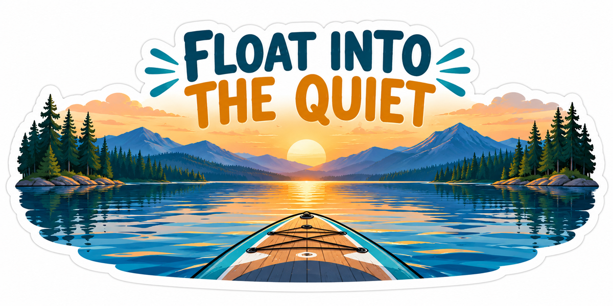 Lake Sunrise Float into the Quiet Quote Vinyl Decal Stickers