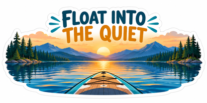 Lake Sunrise Float into the Quiet Quote Vinyl Decal Stickers