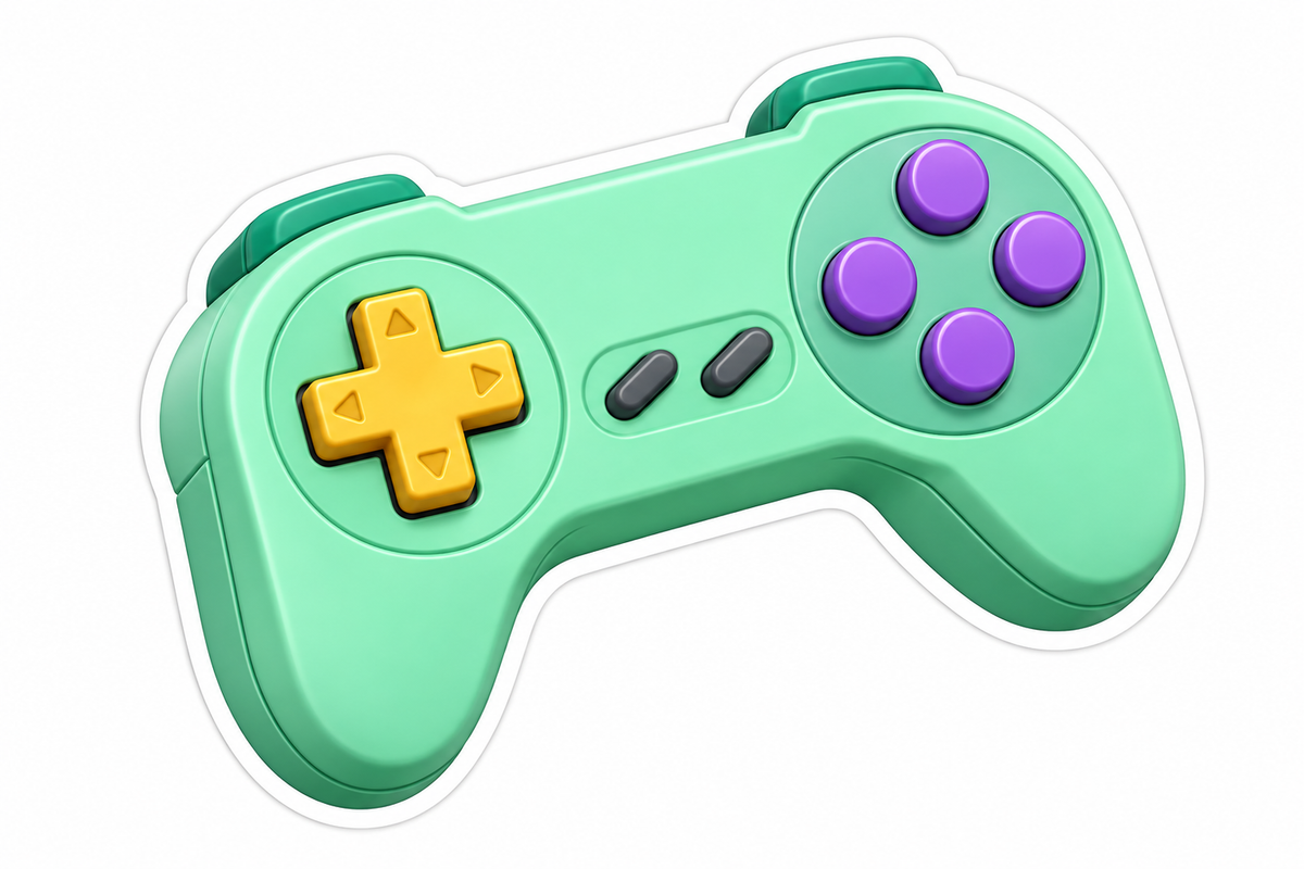 Mint Game Controller with Purple Gold Buttons Vinyl Decal Stickers