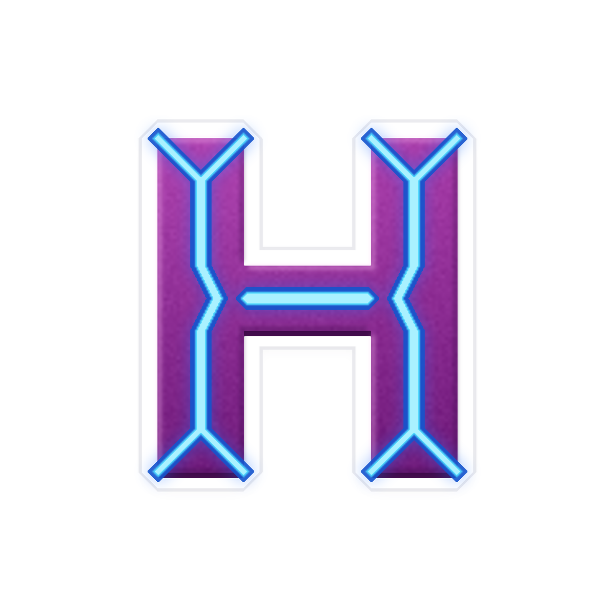Purple Letter H with Electric Blue Lines Art Vinyl Decal Stickers