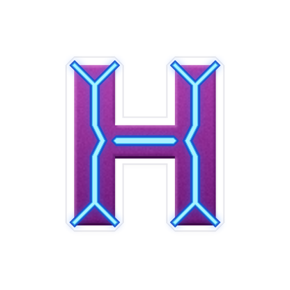 Purple Letter H with Electric Blue Lines Art Vinyl Decal Stickers