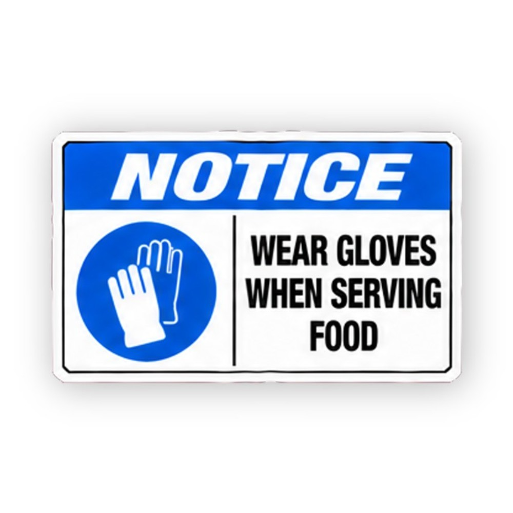Blue Food Serving Glove Panel Vinyl Decal Stickers