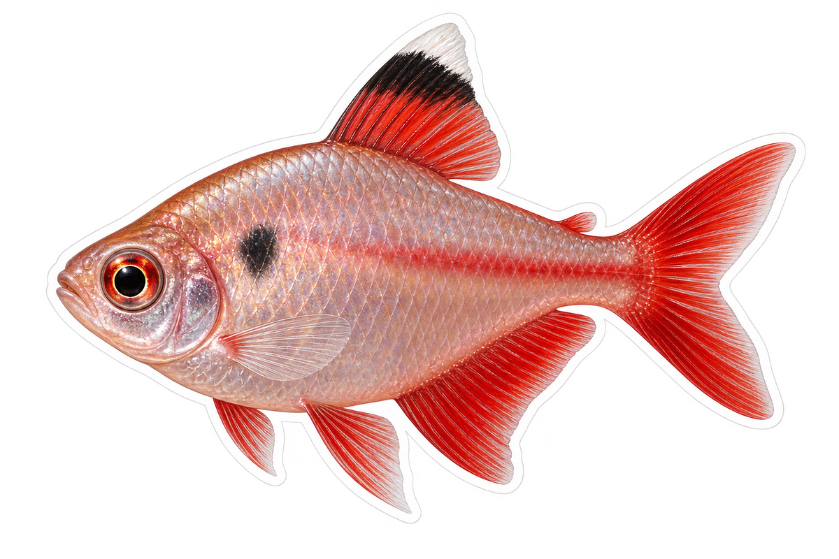 Pink Fish with Black Fin Patch Art Vinyl Decal Stickers