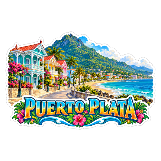 Puerto Plata Colorful Coast Travel Art Vinyl Decal Stickers