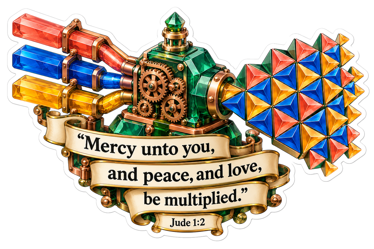 Rainbow Crystal Machine with Jude Verse Scroll Vinyl Decal Stickers