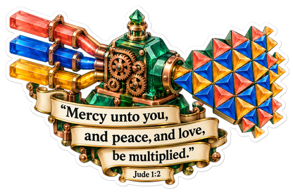 Rainbow Crystal Machine with Jude Verse Scroll Vinyl Decal Stickers