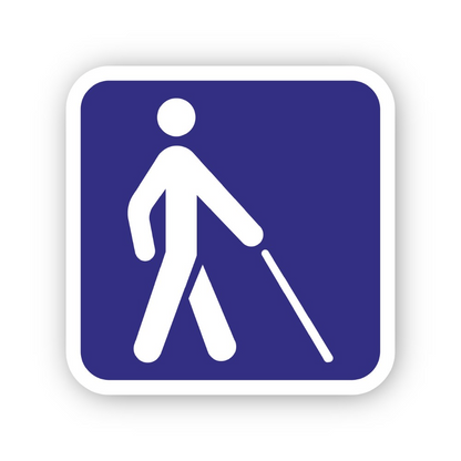Purple White Walking Figure Cane Square Vinyl Decal Stickers