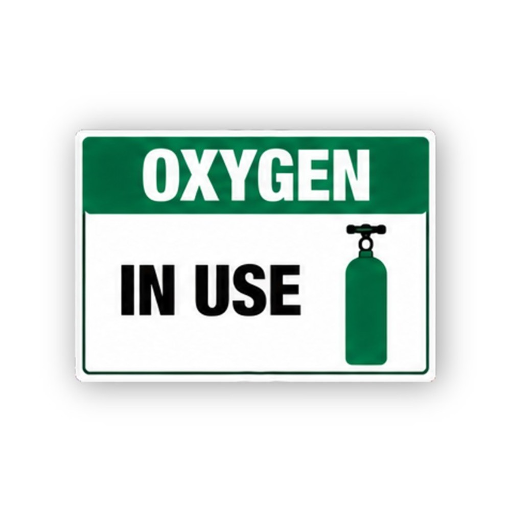 Green Oxygen In Use Cylinder Panel Vinyl Decal Stickers