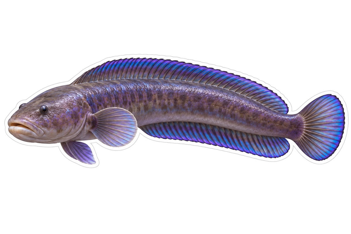 Purple Goby with Blue Fin Edges Art Vinyl Decal Stickers