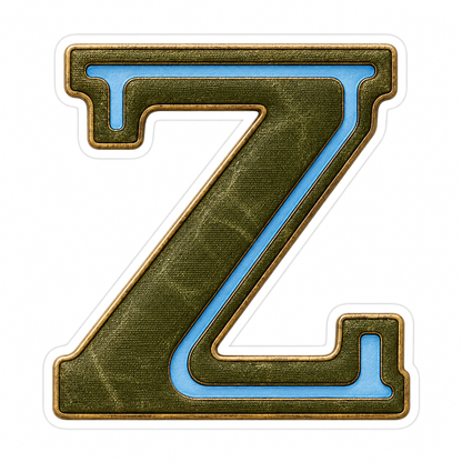 Olive Canvas Letter Z with Blue Inlay Art Vinyl Decal Stickers
