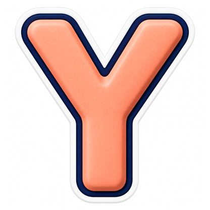 Peach Letter Y with Navy Outline Art Vinyl Decal Stickers