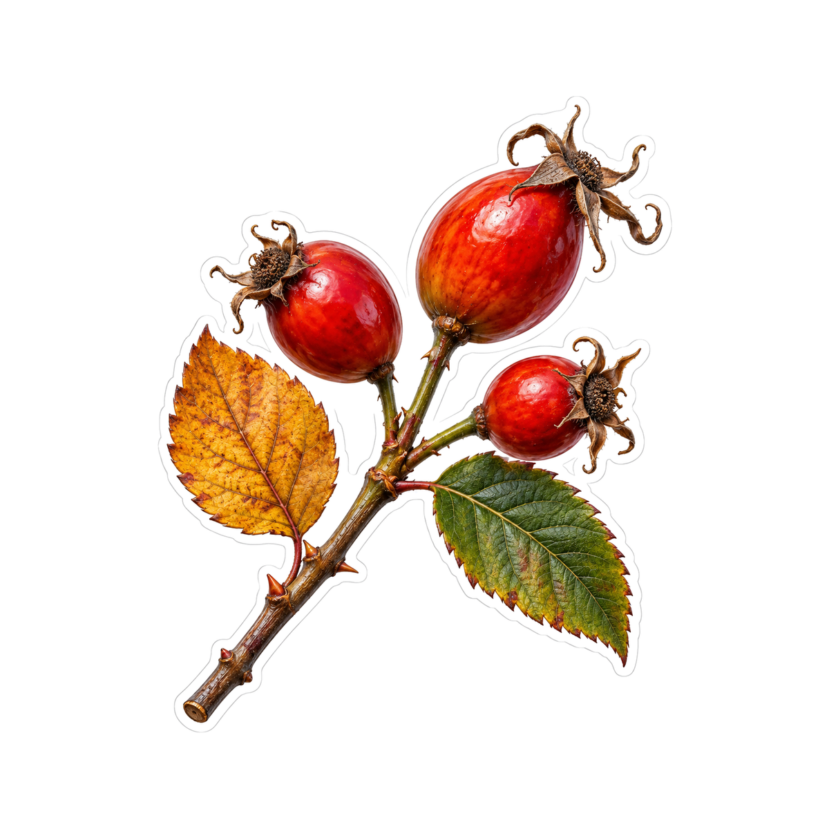 Red Rosehips Autumn Branch Art Vinyl Decal Stickers