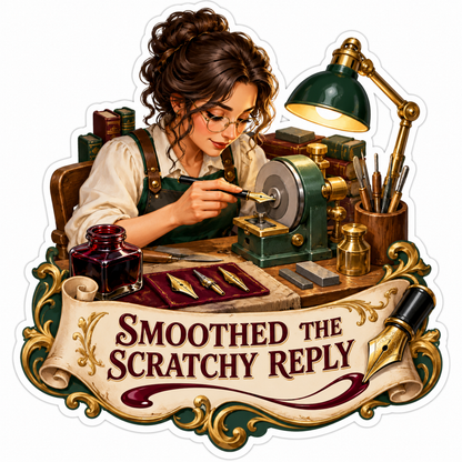 Fountain Pen Craftswoman with Grinding Wheel Art Vinyl Decal Stickers