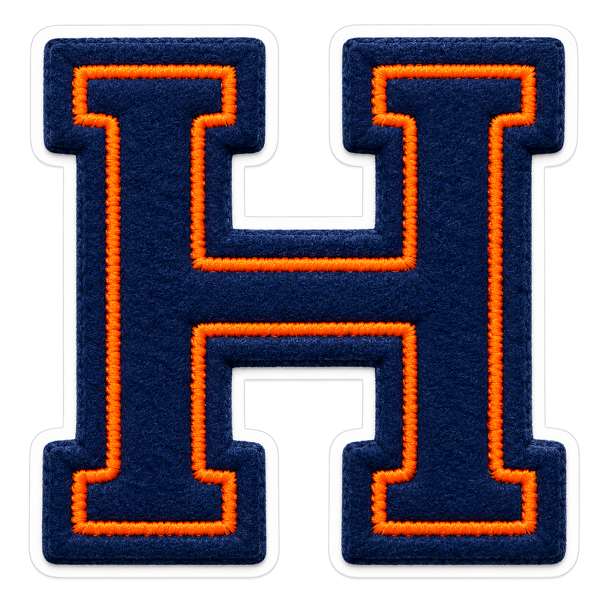 Navy Felt Orange Stitch Letter H Vinyl Decal Stickers