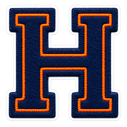 Navy Felt Orange Stitch Letter H Vinyl Decal Stickers