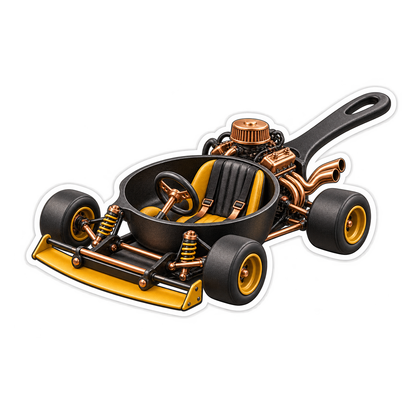 Black Frying Pan Go Kart Vinyl Decal Stickers