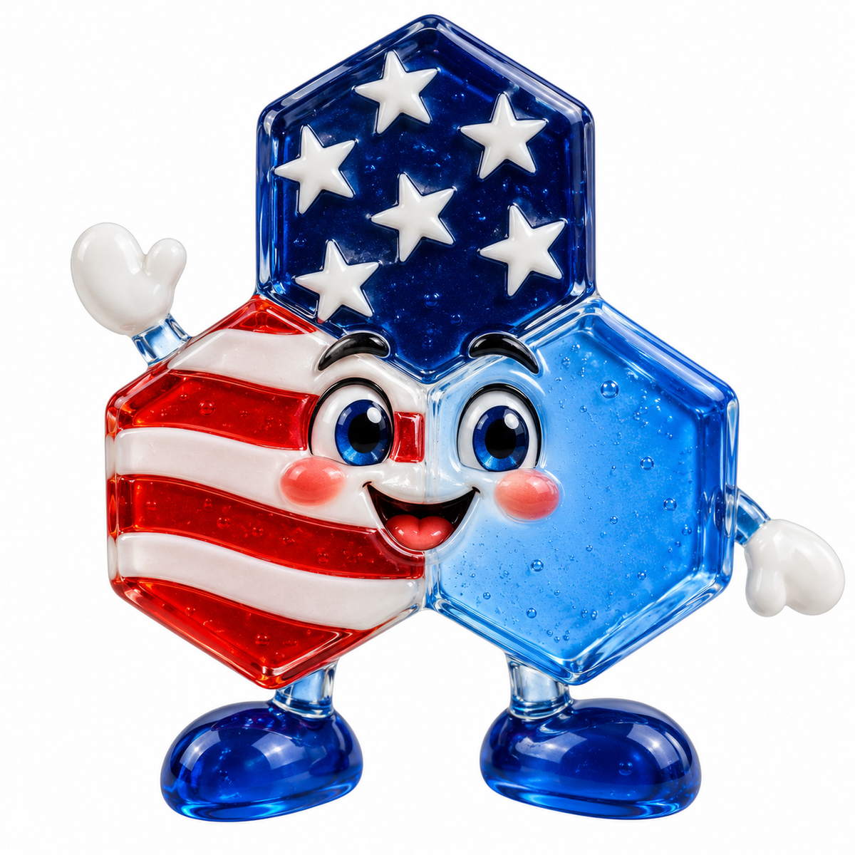 Patriotic Three Glass Hexagons Character Art Vinyl Decal Stickers