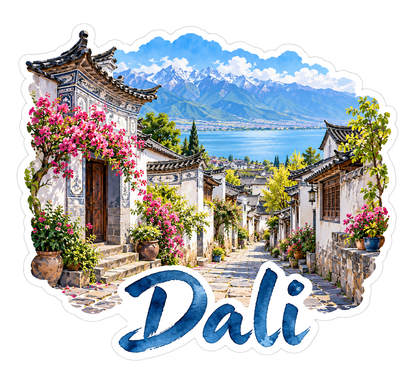 Dali Flower Lined Lane and Mountain Lake Vinyl Decal Stickers