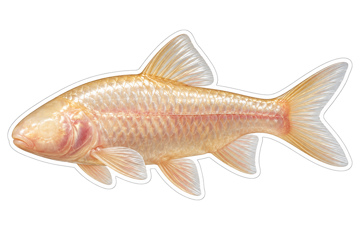 Pale Gold Fish with Rounded Pink Head Art Vinyl Decal Stickers