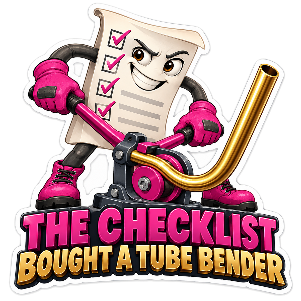 Checklist Mascot Bending Gold Tube Vinyl Decal Stickers