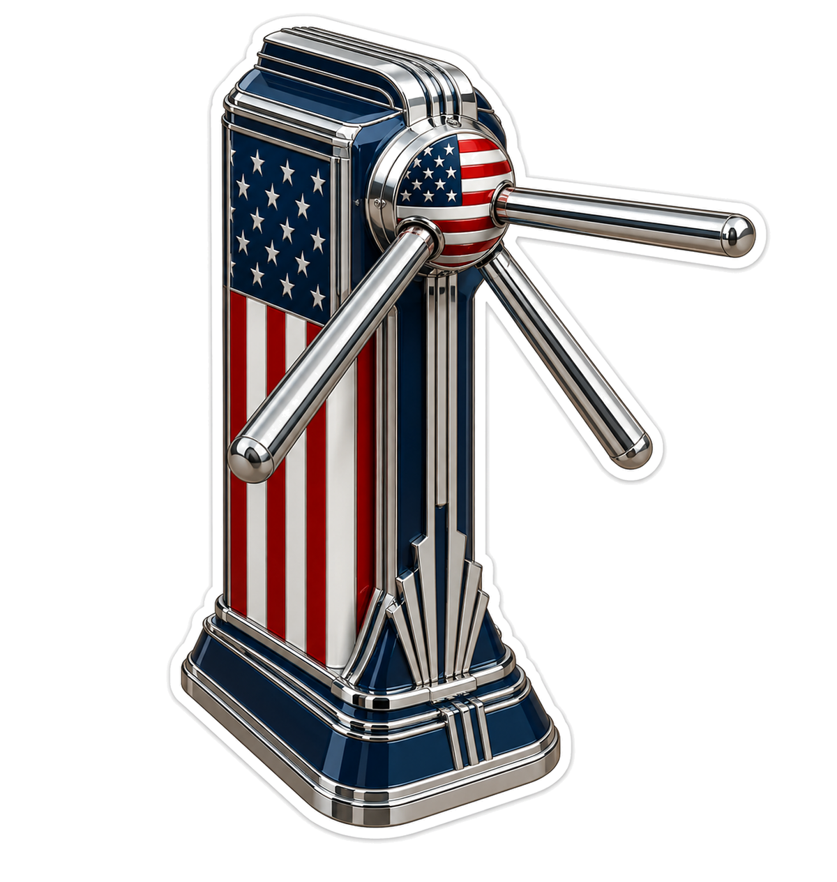 American Flag Chrome Turnstile Art Vinyl Decal Stickers