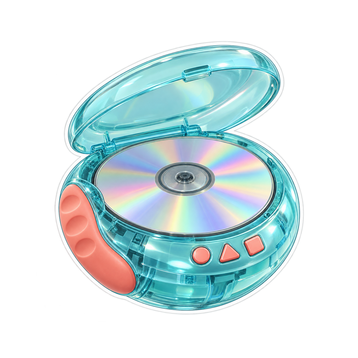 Aqua Round Compact Disc Player Art Vinyl Decal Stickers