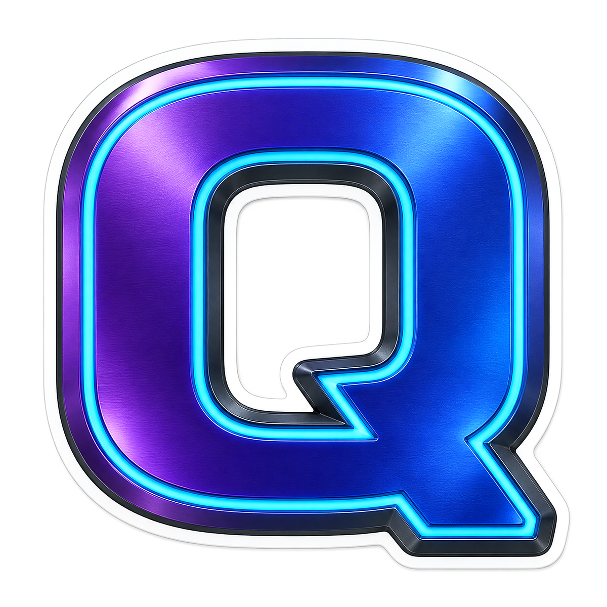 Blue Purple Cyan Outline Letter Q Art Vinyl Decal Stickers