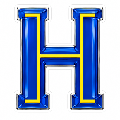 Sapphire Blue Letter H with Yellow Inlay Vinyl Decal Stickers