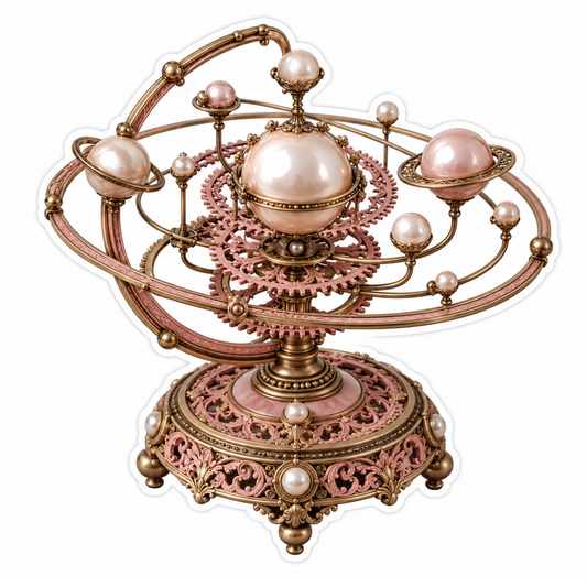 Rose Gold Pearl Planet Gear Art Vinyl Decal Stickers