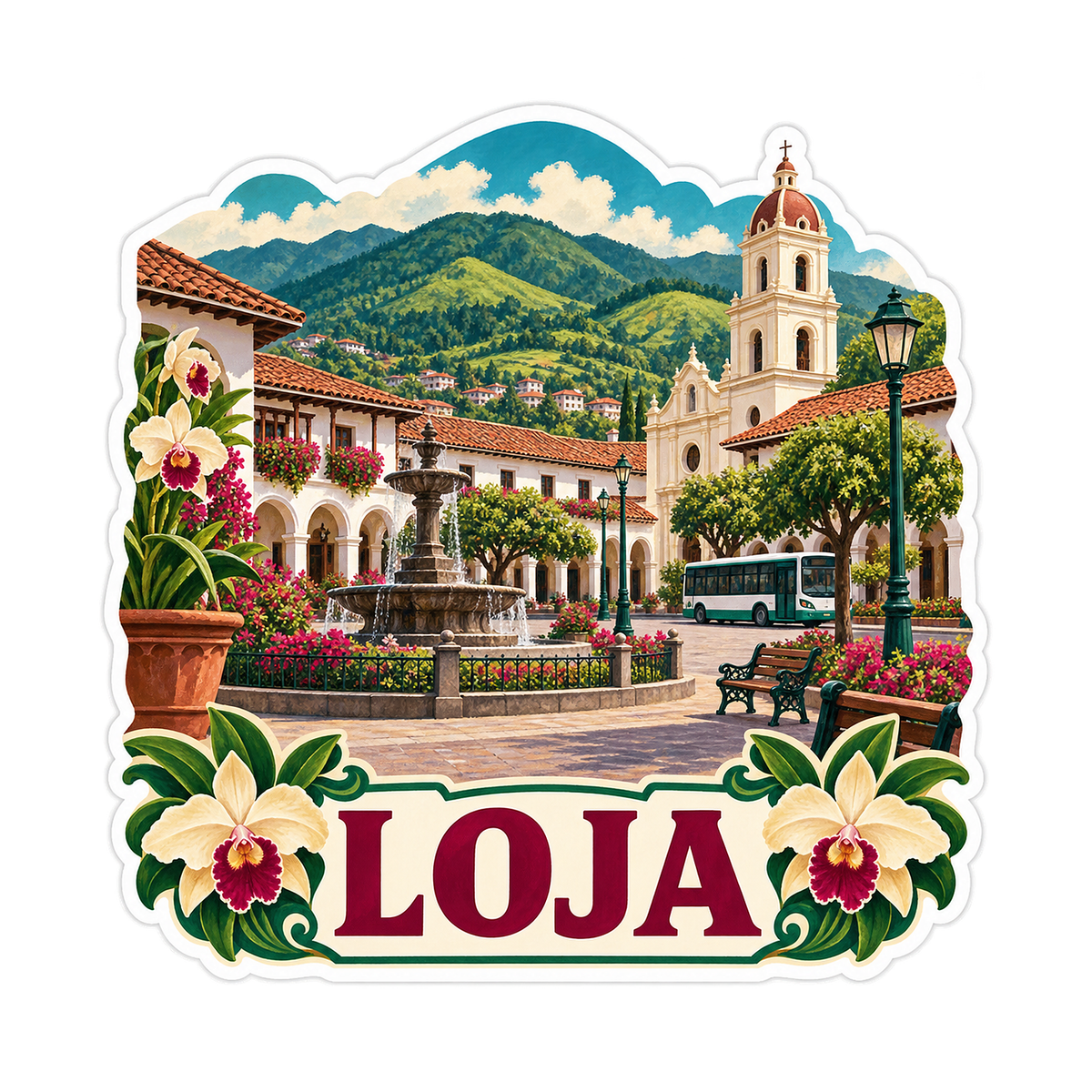 Loja Orchid Mountain Plaza Art Vinyl Decal Stickers