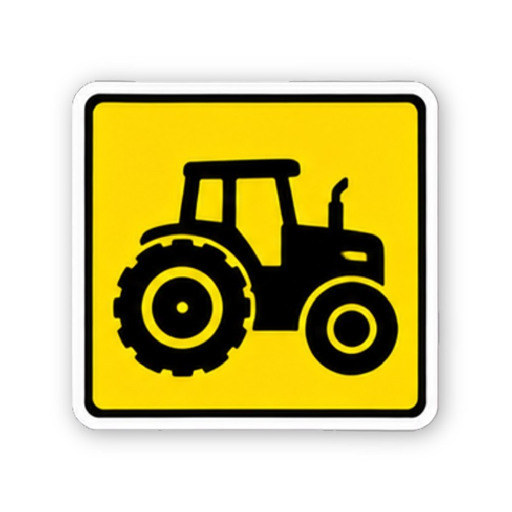 Yellow Black Tractor Rounded Square Vinyl Decal Stickers