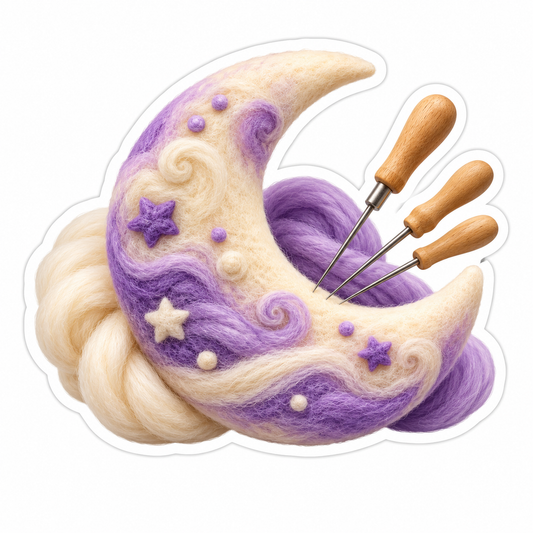 Purple Felt Crescent Moon Craft Art Vinyl Decal Stickers