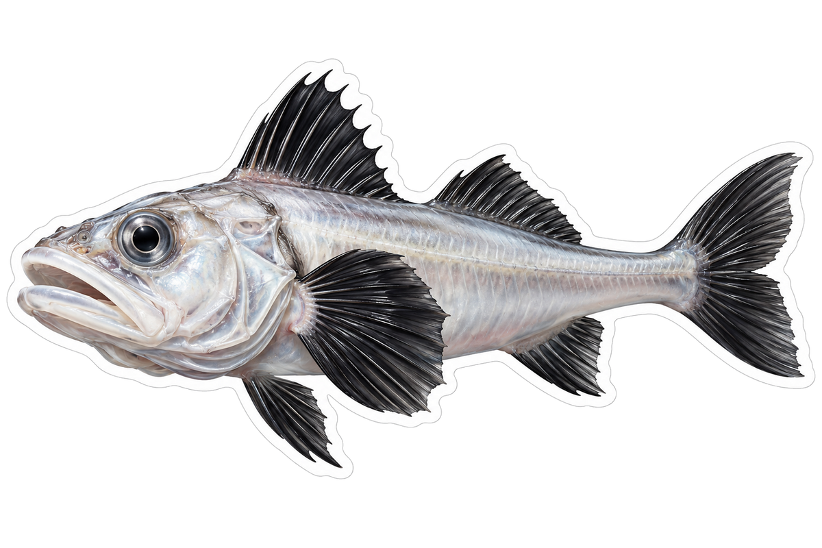 Pale Silver Fish with Black Fan Fins Art Vinyl Decal Stickers