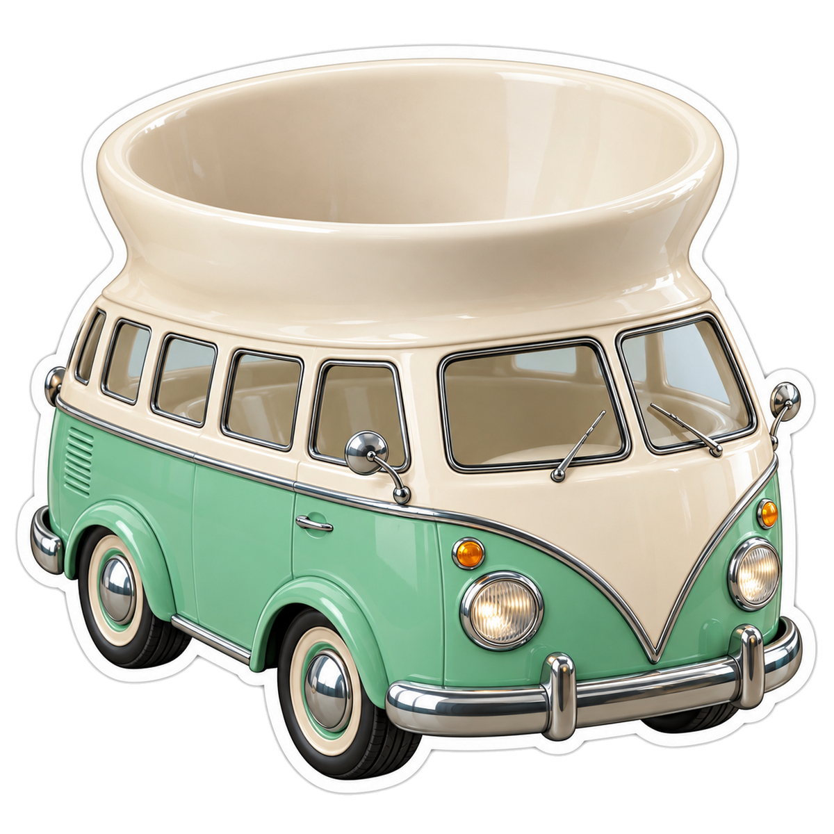 Mint Cream Egg Cup Minibus Art Vinyl Decal Stickers