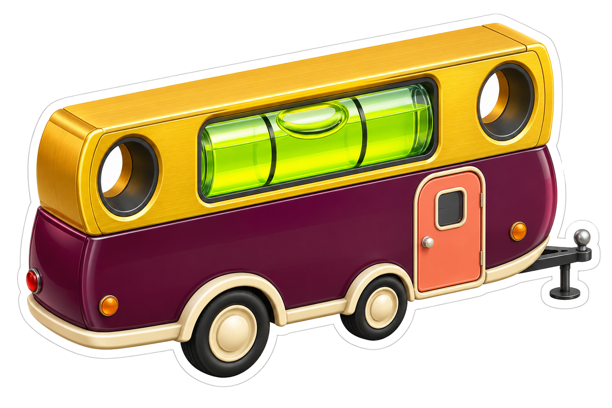 Burgundy Camper Gold Bubble Level Art Vinyl Decal Stickers
