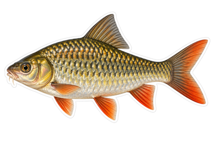 Bronze Scaled Fish with Scarlet Tail Art Vinyl Decal Stickers