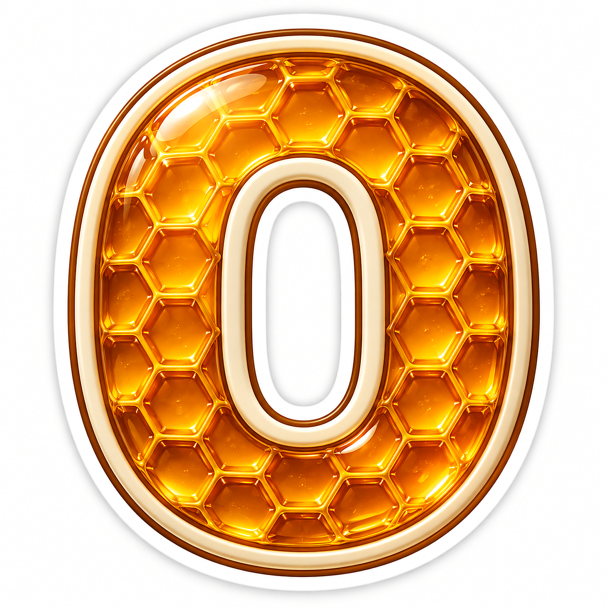 Golden Honeycomb Letter O with Ivory Edge Art Vinyl Decal Stickers