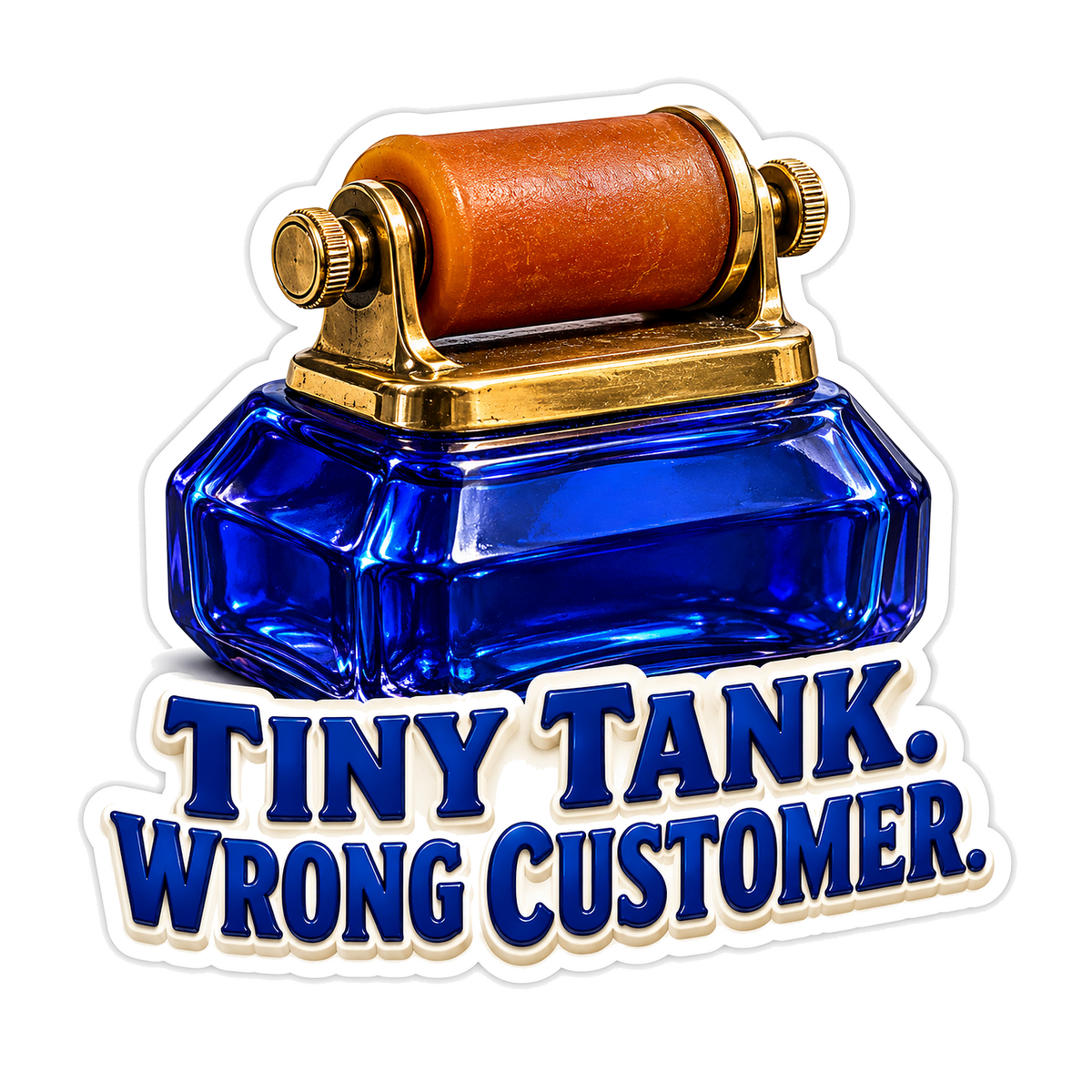 Blue Ink Roller Tiny Tank Quote Vinyl Decal Stickers