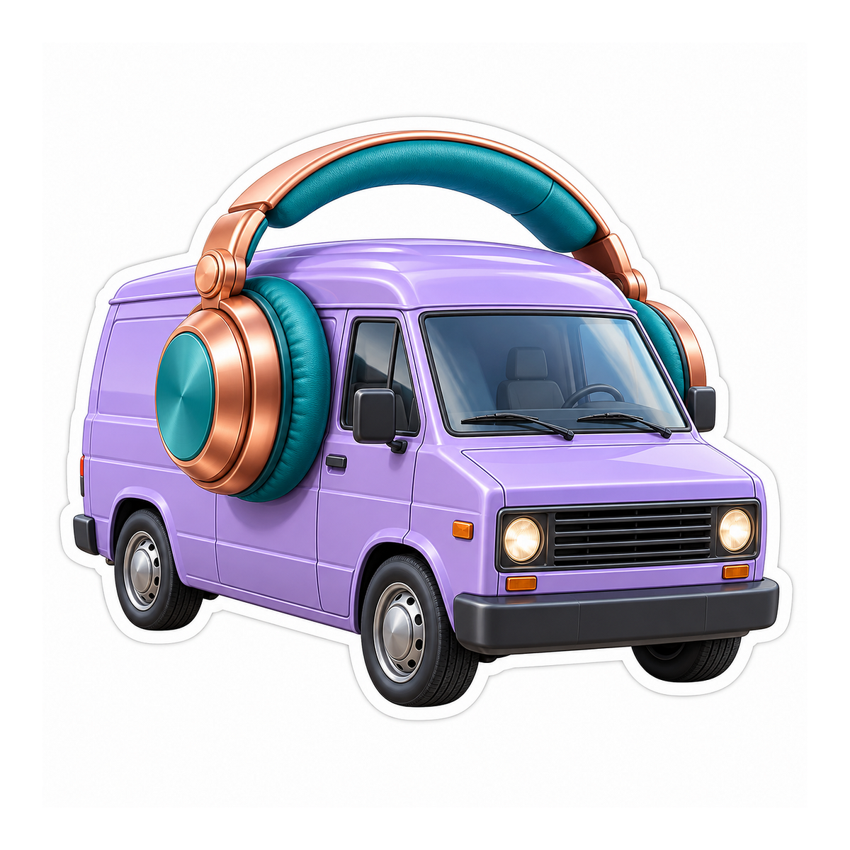 Headphones Purple Cargo Van Art Vinyl Decal Stickers