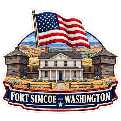 US Flag Fort Simcoe House and Watchtowers Vinyl Decal Stickers