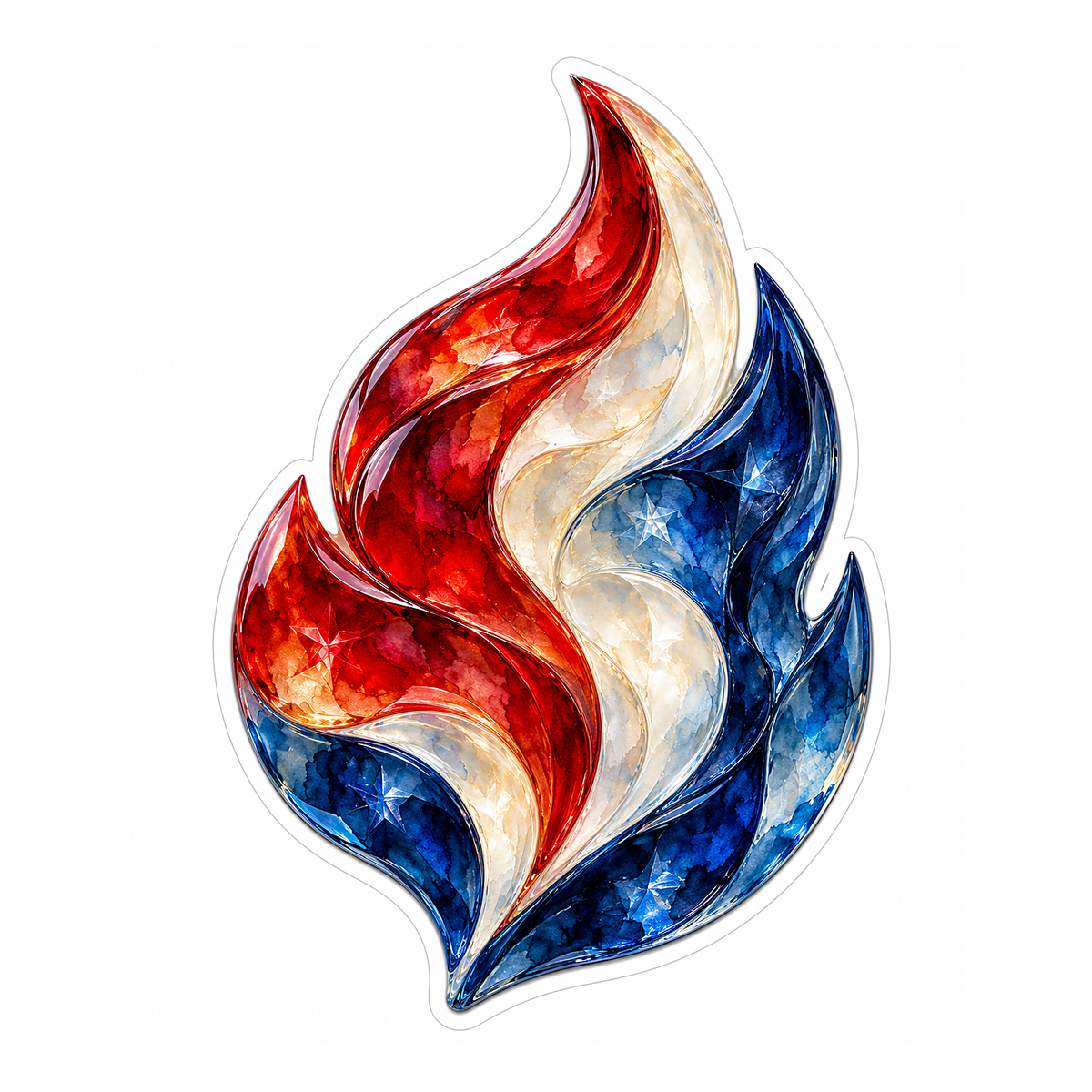 Red White Blue Glass Flame Leaf Art Vinyl Decal Stickers